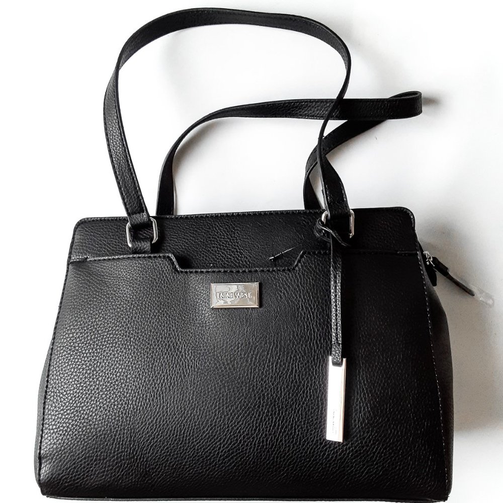 NWT Black NINE WEST Augustina Tote Shopper Purse